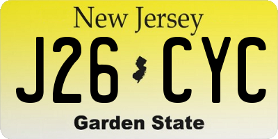 NJ license plate J26CYC