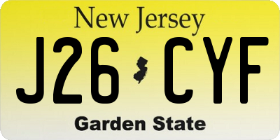 NJ license plate J26CYF