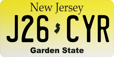 NJ license plate J26CYR