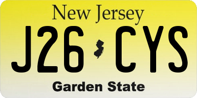 NJ license plate J26CYS