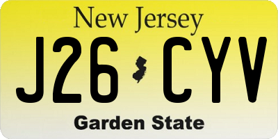 NJ license plate J26CYV