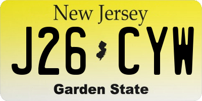 NJ license plate J26CYW