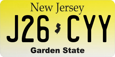 NJ license plate J26CYY