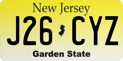 NJ license plate J26CYZ