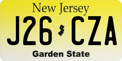 NJ license plate J26CZA