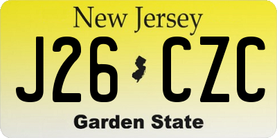 NJ license plate J26CZC
