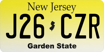 NJ license plate J26CZR