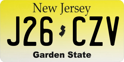 NJ license plate J26CZV