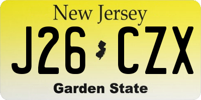 NJ license plate J26CZX