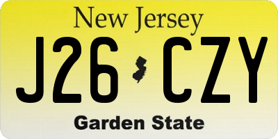 NJ license plate J26CZY