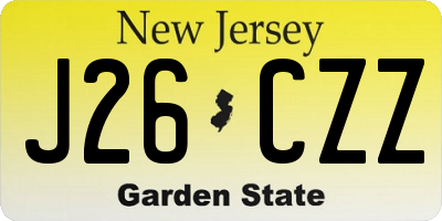 NJ license plate J26CZZ