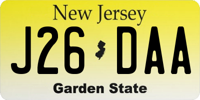 NJ license plate J26DAA