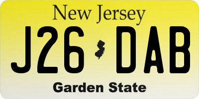 NJ license plate J26DAB