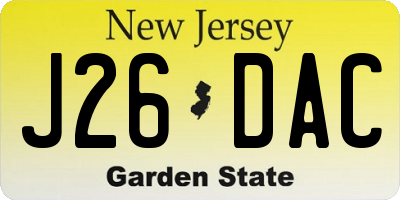 NJ license plate J26DAC