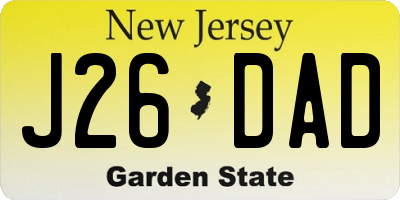 NJ license plate J26DAD
