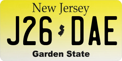 NJ license plate J26DAE