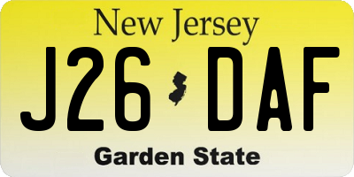 NJ license plate J26DAF