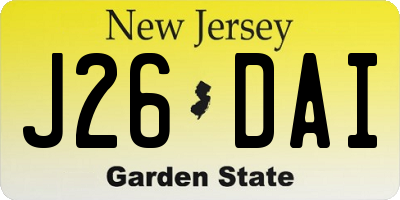 NJ license plate J26DAI