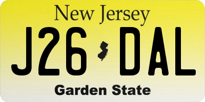 NJ license plate J26DAL