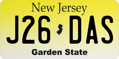 NJ license plate J26DAS