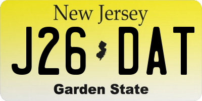 NJ license plate J26DAT