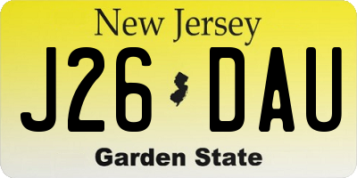 NJ license plate J26DAU