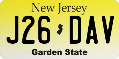 NJ license plate J26DAV