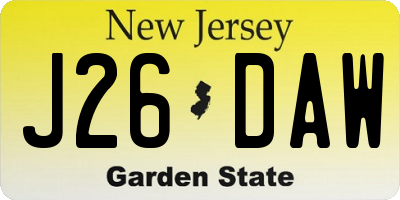 NJ license plate J26DAW