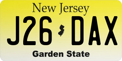 NJ license plate J26DAX