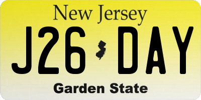 NJ license plate J26DAY
