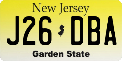 NJ license plate J26DBA