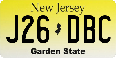 NJ license plate J26DBC
