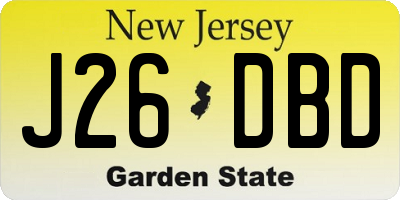 NJ license plate J26DBD