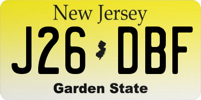 NJ license plate J26DBF