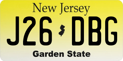 NJ license plate J26DBG