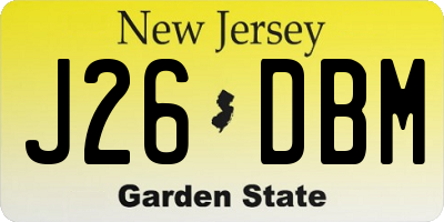 NJ license plate J26DBM