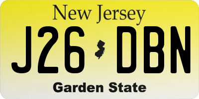 NJ license plate J26DBN
