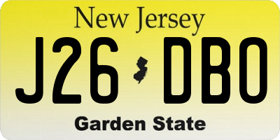 NJ license plate J26DBO