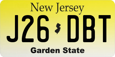 NJ license plate J26DBT