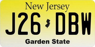 NJ license plate J26DBW