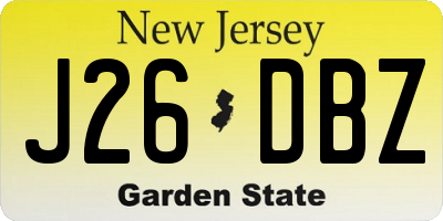 NJ license plate J26DBZ