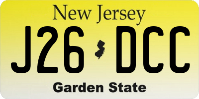 NJ license plate J26DCC