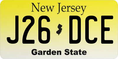 NJ license plate J26DCE