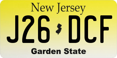 NJ license plate J26DCF