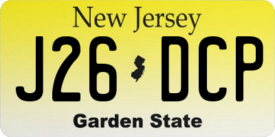 NJ license plate J26DCP
