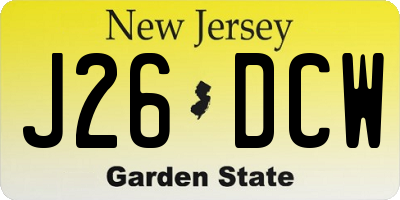 NJ license plate J26DCW