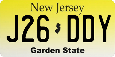 NJ license plate J26DDY
