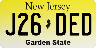 NJ license plate J26DED