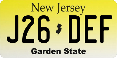 NJ license plate J26DEF