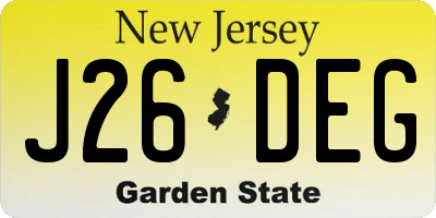NJ license plate J26DEG